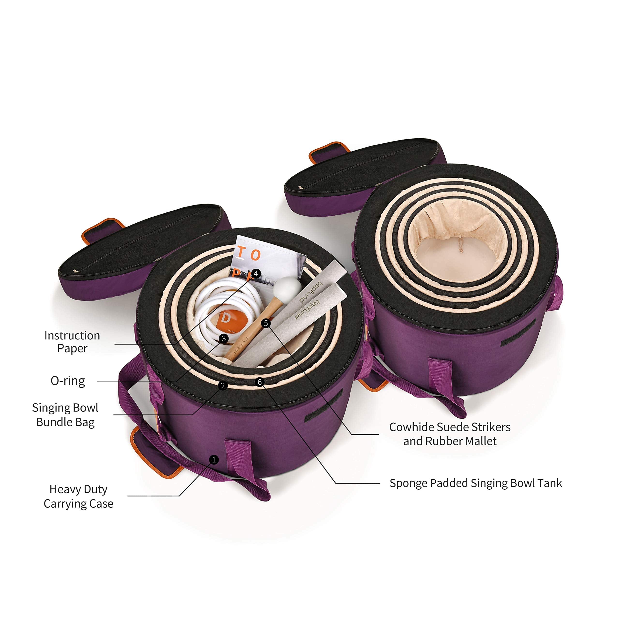 TOPFUND 6-10 inch Chakra Set of 7 Crystal Singing Bowls - TOPFUND Crystal Singing Bowl